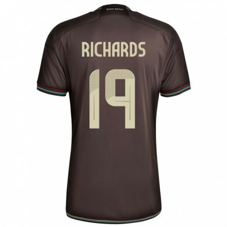 Kandiny Bambino Maglia Giamaica Davia Richards #19 Marrone Notte Kit Gara Away 24-26 Maglietta