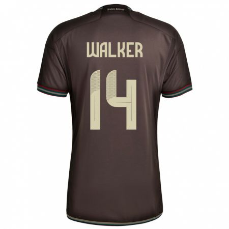 Kandiny Bambino Maglia Giamaica Ricshya Walker #14 Marrone Notte Kit Gara Away 24-26 Maglietta