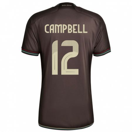 Kandiny Bambino Maglia Giamaica Sashana Campbell #12 Marrone Notte Kit Gara Away 24-26 Maglietta