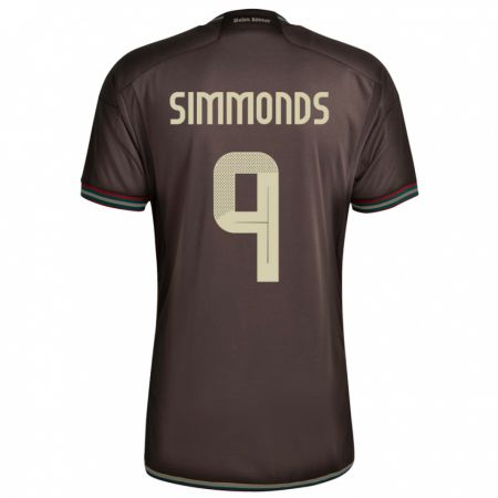 Kandiny Bambino Maglia Giamaica Kameron Simmonds #9 Marrone Notte Kit Gara Away 24-26 Maglietta