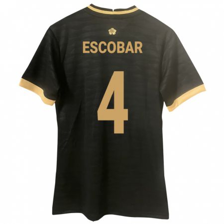 Kandiny Kinder Panama Fidel Escobar #4 Schwarz Auswärtstrikot Trikot 24-26 T-Shirt Österreich