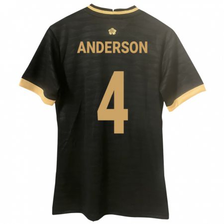 Kandiny Kinder Panama Eduardo Anderson #4 Schwarz Auswärtstrikot Trikot 24-26 T-Shirt Österreich