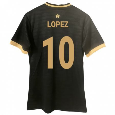 Kandiny Bambino Maglia Panamá Ovidio Lopez #10 Nero Kit Gara Away 24-26 Maglietta