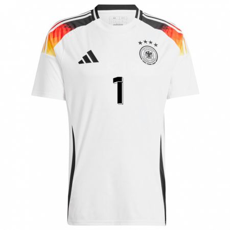 Kandiny Heren Duitsland Manuel Neuer #1 Wit Thuisshirt Thuistenue 24-26 T-Shirt