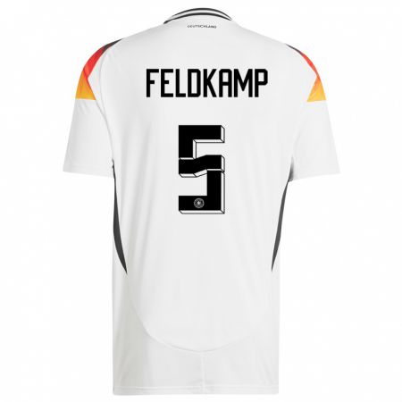 Kandiny Hombre Camiseta Alemania Jana Feldkamp #5 Blanco 1ª Equipación 24-26 La Camisa