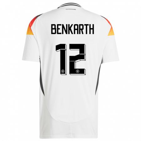 Kandiny Hombre Camiseta Alemania Laura Benkarth #12 Blanco 1ª Equipación 24-26 La Camisa