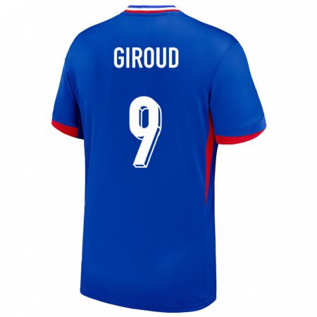 Kandiny Uomo Maglia Francia Olivier Giroud #9 Blu Kit Gara Home 24-26 Maglietta