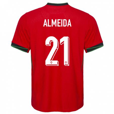 Kandiny Uomo Maglia Portogallo Andre Almeida #21 Rosso Kit Gara Home 24-26 Maglietta