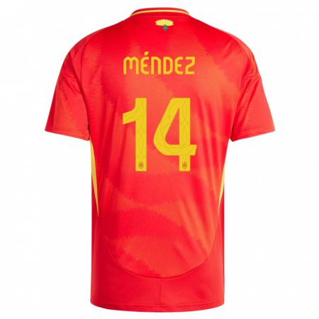 Kandiny Heren Spanje Maria Mendez #14 Rood Thuisshirt Thuistenue 24-26 T-Shirt