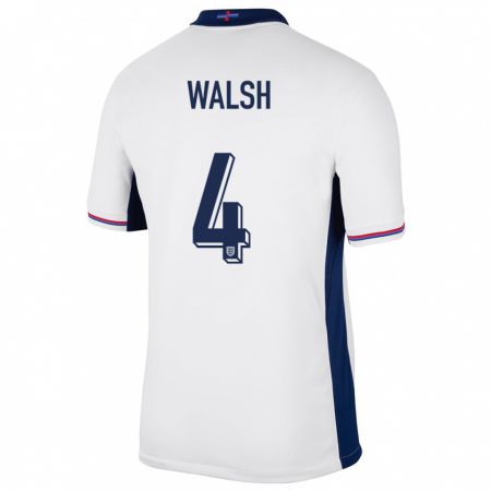 Kandiny Uomo Maglia Inghilterra Keira Walsh #4 Bianco Kit Gara Home 24-26 Maglietta