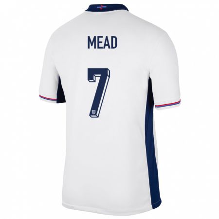 Kandiny Uomo Maglia Inghilterra Beth Mead #7 Bianco Kit Gara Home 24-26 Maglietta