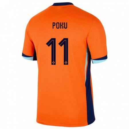 Kandiny Heren Nederland Ernest Poku #11 Oranje Thuisshirt Thuistenue 24-26 T-Shirt