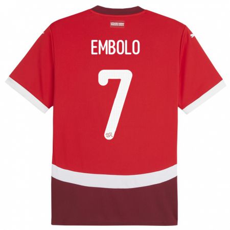 Kandiny Herren Schweiz Breel Embolo #7 Rot Heimtrikot Trikot 24-26 T-Shirt Österreich