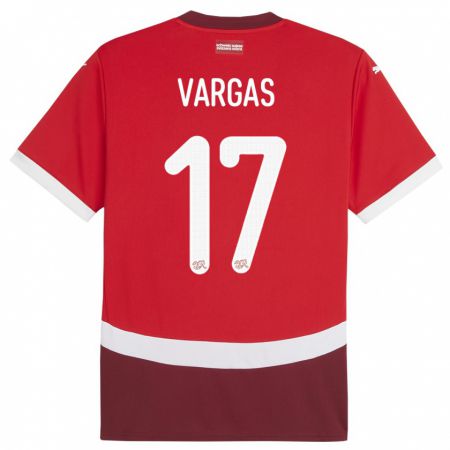 Kandiny Heren Zwitserland Ruben Vargas #17 Rood Thuisshirt Thuistenue 24-26 T-Shirt