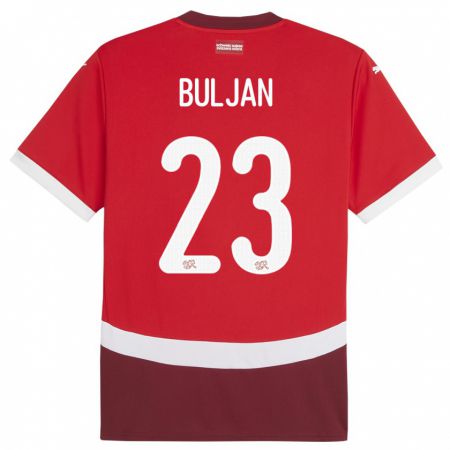 Kandiny Uomo Maglia Svizzera Leo Buljan #23 Rosso Kit Gara Home 24-26 Maglietta