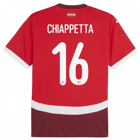 Kandiny Herren Schweiz Carmine Chiappetta #16 Rot Heimtrikot Trikot 24-26 T-Shirt Österreich