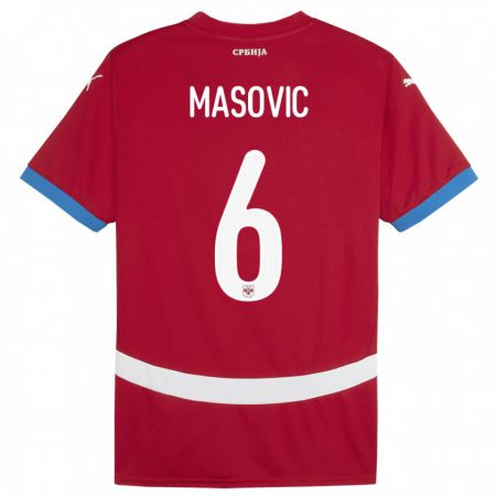 Kandiny Heren Servië Erhan Masovic #6 Rood Thuisshirt Thuistenue 24-26 T-Shirt België