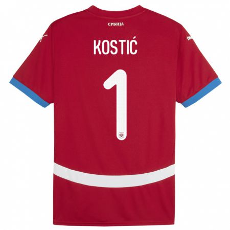 Kandiny Heren Servië Milica Kostic #1 Rood Thuisshirt Thuistenue 24-26 T-Shirt