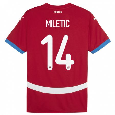 Kandiny Uomo Maglia Serbia Vladimir Miletic #14 Rosso Kit Gara Home 24-26 Maglietta