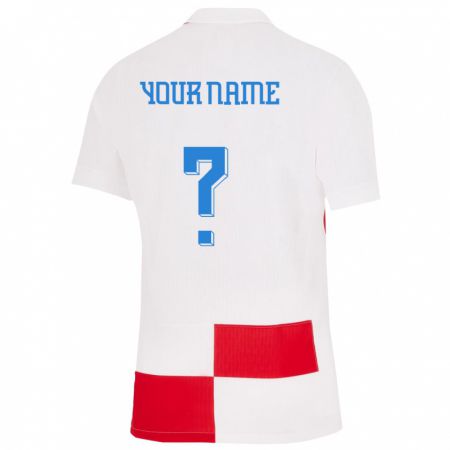 Kandiny Uomo Maglia Croazia Il Tuo Nome #0 Bianco Rosso Kit Gara Home 24-26 Maglietta