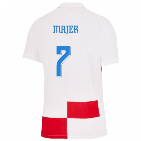 Kandiny Uomo Maglia Croazia Lovro Majer #7 Bianco Rosso Kit Gara Home 24-26 Maglietta