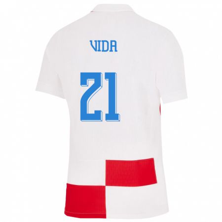 Kandiny Heren Kroatië Domagoj Vida #21 Wit Rood Thuisshirt Thuistenue 24-26 T-Shirt België