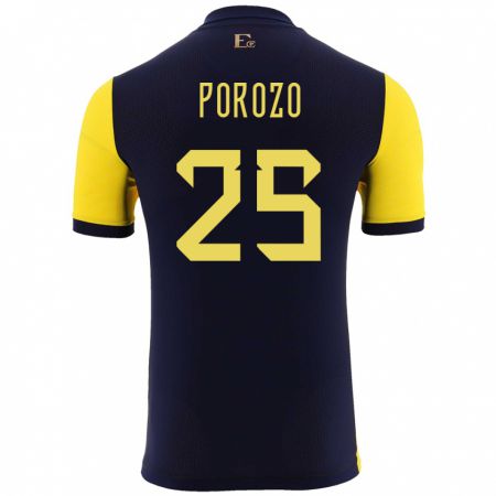 Kandiny Uomo Maglia Ecuador Jackson Porozo #25 Giallo Kit Gara Home 24-26 Maglietta