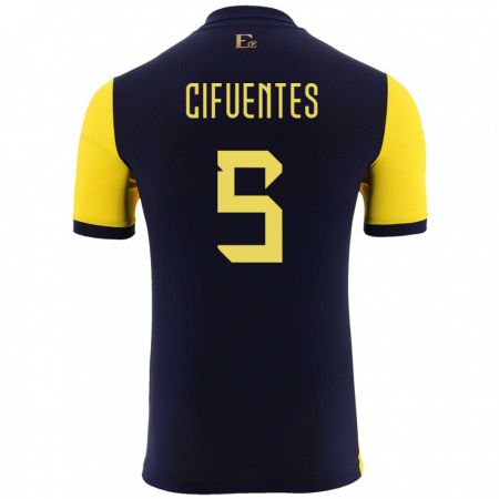 Kandiny Heren Ecuador Jose Cifuentes #5 Geel Thuisshirt Thuistenue 24-26 T-Shirt België