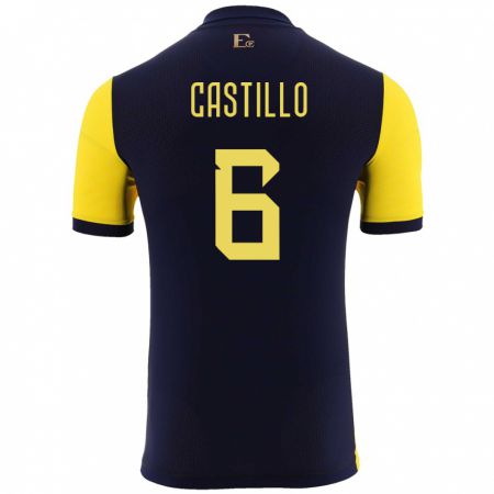 Kandiny Hombre Camiseta Ecuador Byron Castillo #6 Amarillo 1ª Equipación 24-26 La Camisa