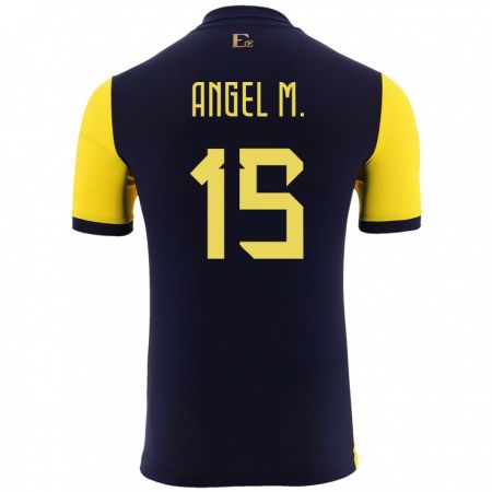 Kandiny Hombre Camiseta Ecuador Angel Mena #15 Amarillo 1ª Equipación 24-26 La Camisa