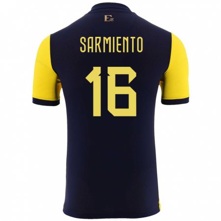 Kandiny Hombre Camiseta Ecuador Jeremy Sarmiento #16 Amarillo 1ª Equipación 24-26 La Camisa