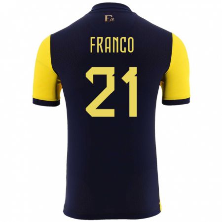 Kandiny Hombre Camiseta Ecuador Alan Franco #21 Amarillo 1ª Equipación 24-26 La Camisa