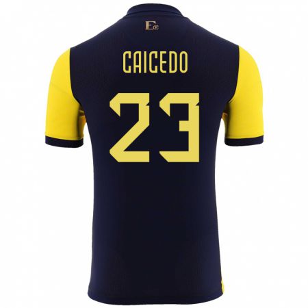 Kandiny Heren Ecuador Moises Caicedo #23 Geel Thuisshirt Thuistenue 24-26 T-Shirt België