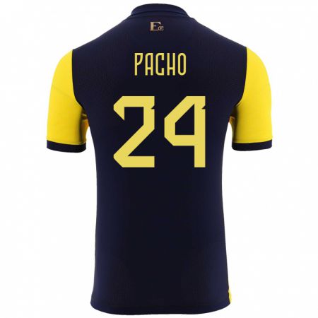 Kandiny Uomo Maglia Ecuador William Pacho #24 Giallo Kit Gara Home 24-26 Maglietta