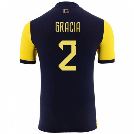 Kandiny Uomo Maglia Ecuador Ericka Gracia #2 Giallo Kit Gara Home 24-26 Maglietta