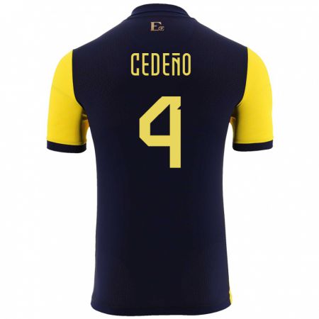 Kandiny Heren Ecuador Stefany Cedeno #4 Geel Thuisshirt Thuistenue 24-26 T-Shirt België