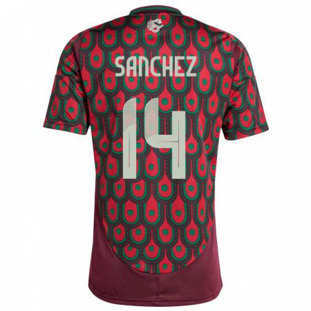 Kandiny Heren Mexico Erick Sanchez #14 Kastanjebruin Thuisshirt Thuistenue 24-26 T-Shirt België