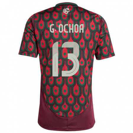 Kandiny Heren Mexico Guillermo Ochoa #13 Kastanjebruin Thuisshirt Thuistenue 24-26 T-Shirt België