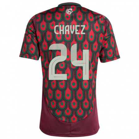 Kandiny Heren Mexico Luis Chavez #24 Kastanjebruin Thuisshirt Thuistenue 24-26 T-Shirt België