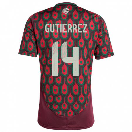 Kandiny Heren Mexico Erick Gutierrez #14 Kastanjebruin Thuisshirt Thuistenue 24-26 T-Shirt