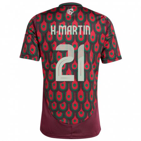 Kandiny Uomo Maglia Messico Henry Martin #21 Marrone Kit Gara Home 24-26 Maglietta