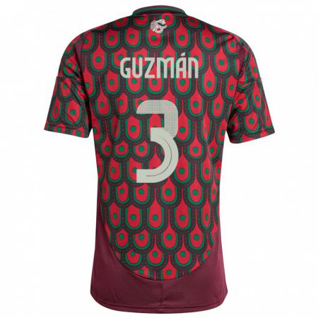 Kandiny Uomo Maglia Messico Victor Guzman #3 Marrone Kit Gara Home 24-26 Maglietta