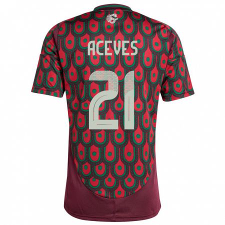 Kandiny Heren Mexico Daniel Aceves #21 Kastanjebruin Thuisshirt Thuistenue 24-26 T-Shirt