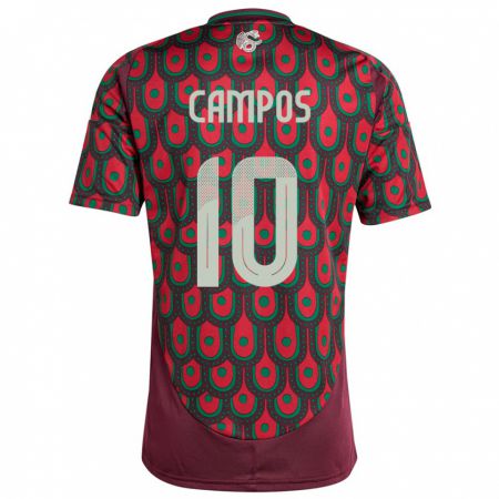 Kandiny Heren Mexico Karel Campos #10 Kastanjebruin Thuisshirt Thuistenue 24-26 T-Shirt België