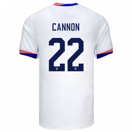 Kandiny Uomo Maglia Stati Uniti Reggie Cannon #22 Bianco Kit Gara Home 24-26 Maglietta