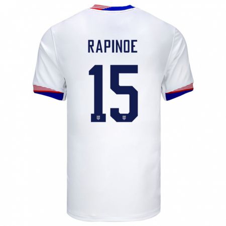 Kandiny Uomo Maglia Stati Uniti Megan Rapinoe #15 Bianco Kit Gara Home 24-26 Maglietta