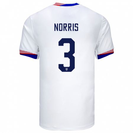 Kandiny Uomo Maglia Stati Uniti Nolan Norris #3 Bianco Kit Gara Home 24-26 Maglietta