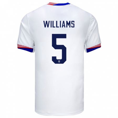 Kandiny Uomo Maglia Stati Uniti Thomas Williams #5 Bianco Kit Gara Home 24-26 Maglietta