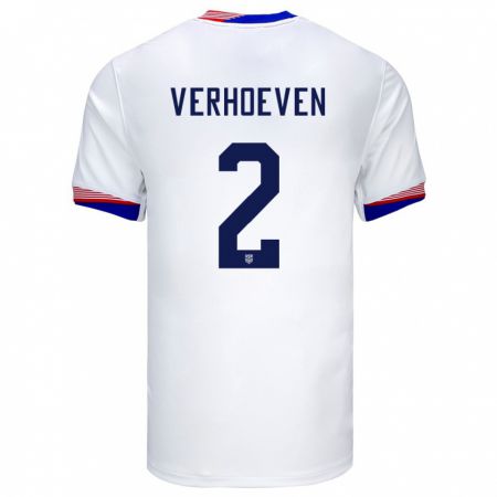 Kandiny Herren Vereinigte Staaten Oscar Verhoeven #2 Weiß Heimtrikot Trikot 24-26 T-Shirt Österreich