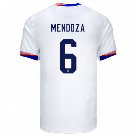 Kandiny Uomo Maglia Stati Uniti Edwyn Mendoza #6 Bianco Kit Gara Home 24-26 Maglietta